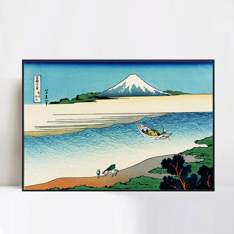 INVIN ART Framed Canvas Giclee Print Tama River in Musashi Province by Katsushika Hokusai Wall Art Living Room Home Office Decorations