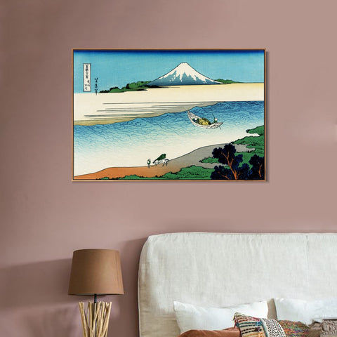 INVIN ART Framed Canvas Giclee Print Tama River in Musashi Province by Katsushika Hokusai Wall Art Living Room Home Office Decorations