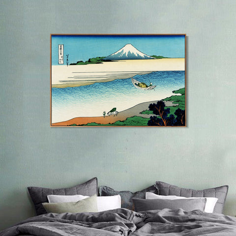 INVIN ART Framed Canvas Giclee Print Tama River in Musashi Province by Katsushika Hokusai Wall Art Living Room Home Office Decorations