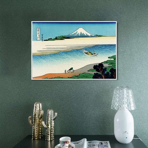 INVIN ART Framed Canvas Giclee Print Tama River in Musashi Province by Katsushika Hokusai Wall Art Living Room Home Office Decorations