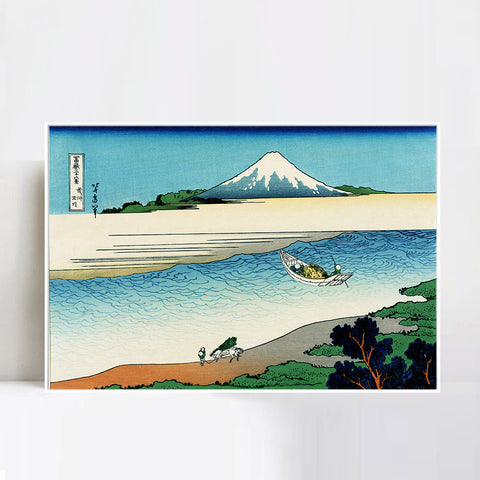 INVIN ART Framed Canvas Giclee Print Tama River in Musashi Province by Katsushika Hokusai Wall Art Living Room Home Office Decorations