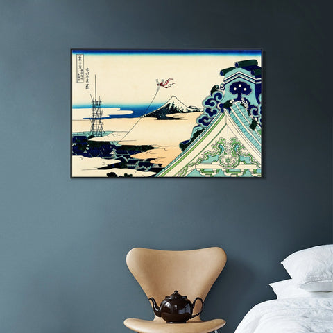 INVIN ART Framed Canvas Giclee Print Fuji from the Hongan Temple at Asakusa in Edo by Katsushika Hokusai Wall Art Living Room Home Office Decorations