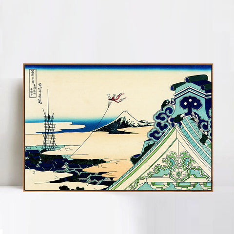 INVIN ART Framed Canvas Giclee Print Fuji from the Hongan Temple at Asakusa in Edo by Katsushika Hokusai Wall Art Living Room Home Office Decorations