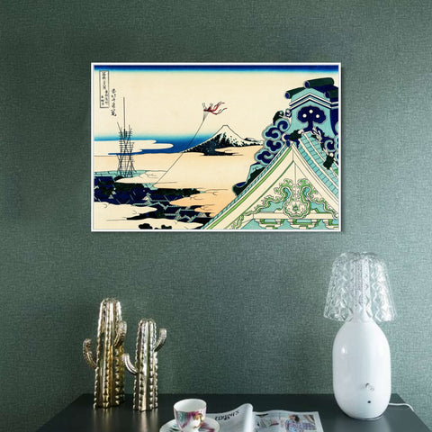 INVIN ART Framed Canvas Giclee Print Fuji from the Hongan Temple at Asakusa in Edo by Katsushika Hokusai Wall Art Living Room Home Office Decorations
