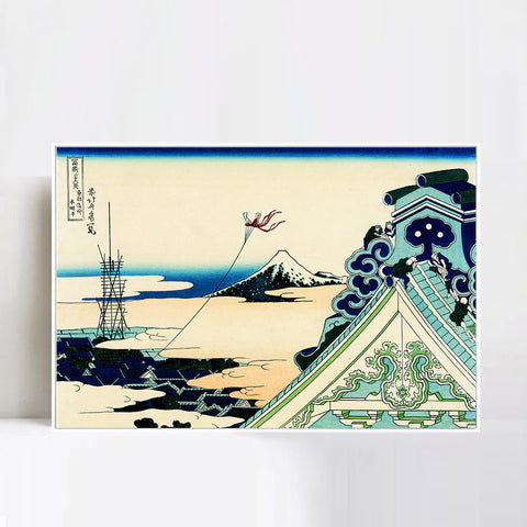 INVIN ART Framed Canvas Giclee Print Fuji from the Hongan Temple at Asakusa in Edo by Katsushika Hokusai Wall Art Living Room Home Office Decorations
