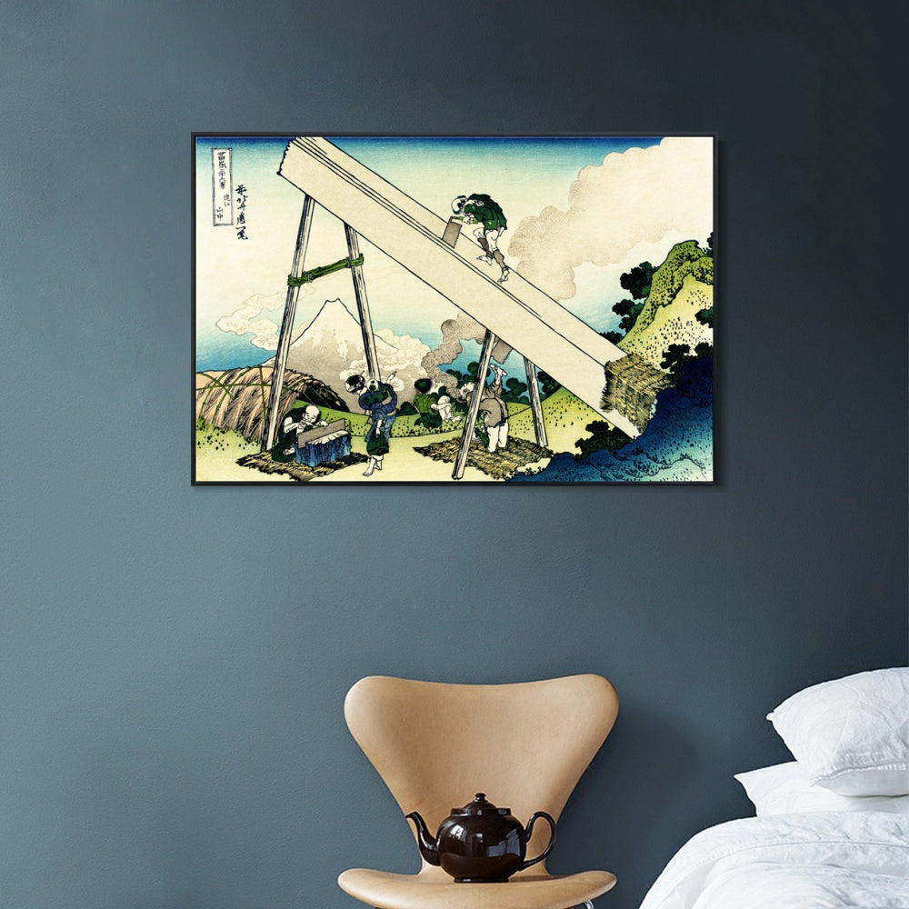 INVIN ART Framed Canvas Giclee Print In the Totomi Mountains by Katsushika Hokusai Wall Art Living Room Home Office Decorations