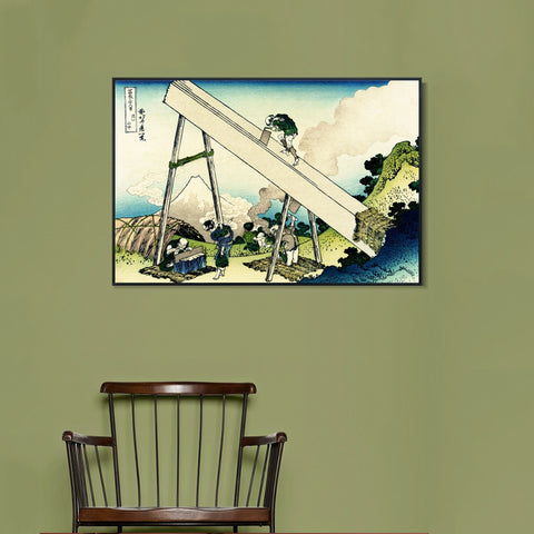 INVIN ART Framed Canvas Giclee Print In the Totomi Mountains by Katsushika Hokusai Wall Art Living Room Home Office Decorations