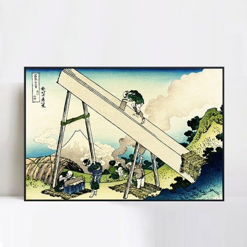 INVIN ART Framed Canvas Giclee Print In the Totomi Mountains by Katsushika Hokusai Wall Art Living Room Home Office Decorations