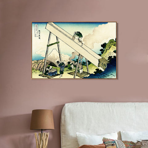 INVIN ART Framed Canvas Giclee Print In the Totomi Mountains by Katsushika Hokusai Wall Art Living Room Home Office Decorations