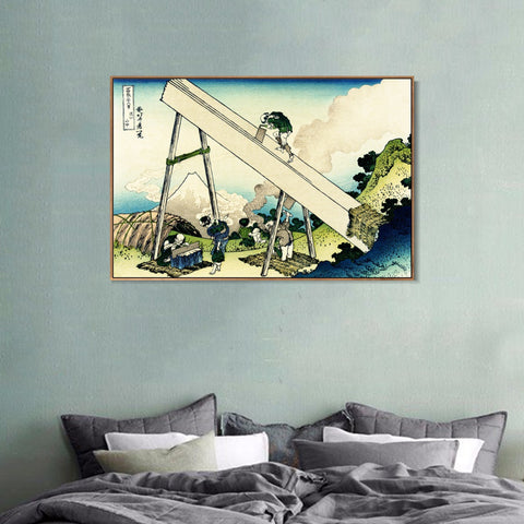 INVIN ART Framed Canvas Giclee Print In the Totomi Mountains by Katsushika Hokusai Wall Art Living Room Home Office Decorations