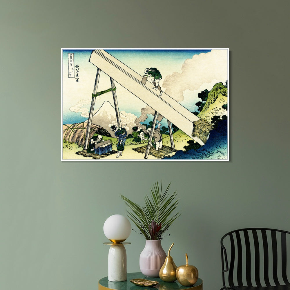 INVIN ART Framed Canvas Giclee Print In the Totomi Mountains by Katsushika Hokusai Wall Art Living Room Home Office Decorations