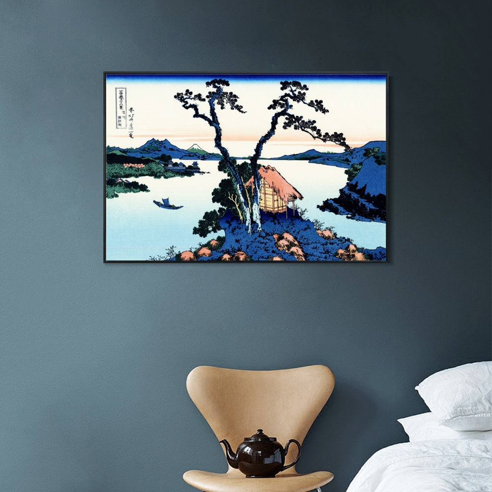 INVIN ART Framed Canvas Giclee Print Lake Suwa in the Shinano province by Katsushika Hokusai Wall Art Living Room Home Office Decorations