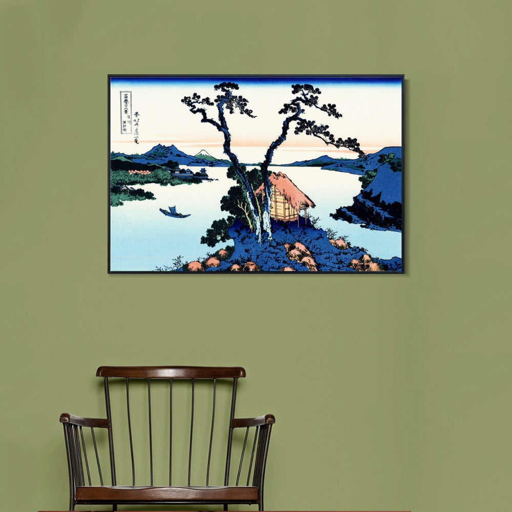 INVIN ART Framed Canvas Giclee Print Lake Suwa in the Shinano province by Katsushika Hokusai Wall Art Living Room Home Office Decorations