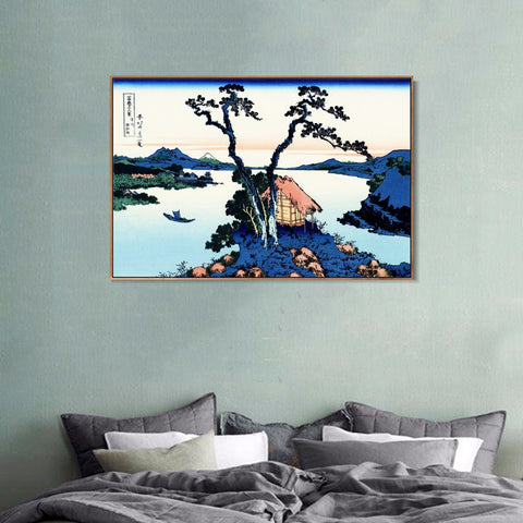 INVIN ART Framed Canvas Giclee Print Lake Suwa in the Shinano province by Katsushika Hokusai Wall Art Living Room Home Office Decorations