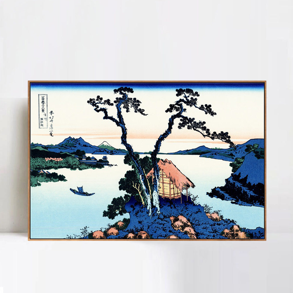 INVIN ART Framed Canvas Giclee Print Lake Suwa in the Shinano province by Katsushika Hokusai Wall Art Living Room Home Office Decorations
