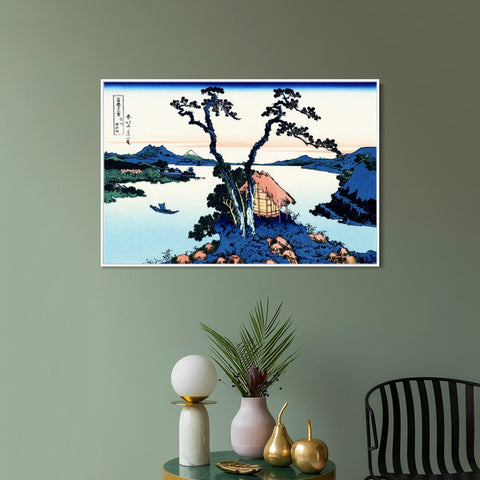 INVIN ART Framed Canvas Giclee Print Lake Suwa in the Shinano province by Katsushika Hokusai Wall Art Living Room Home Office Decorations