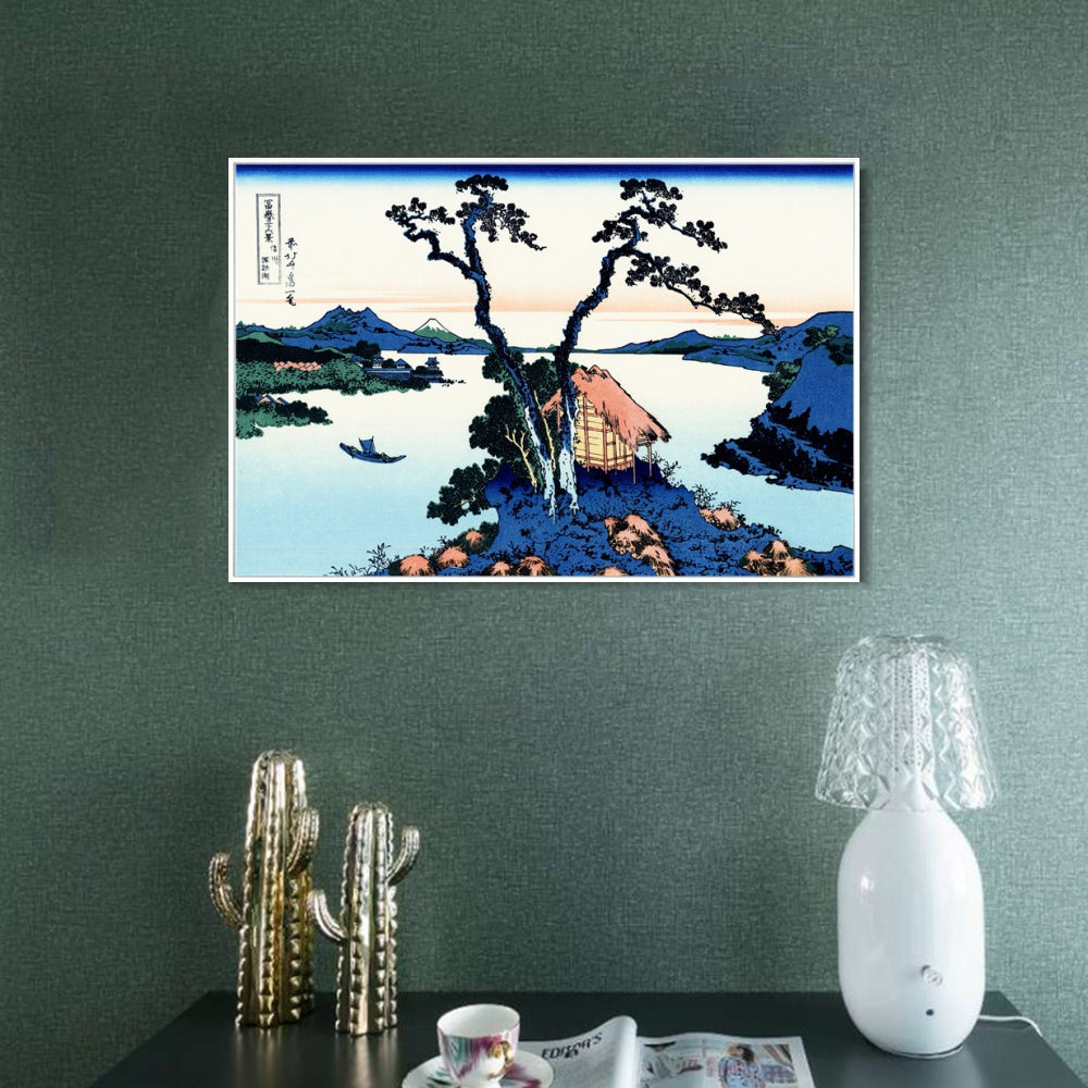 INVIN ART Framed Canvas Giclee Print Lake Suwa in the Shinano province by Katsushika Hokusai Wall Art Living Room Home Office Decorations