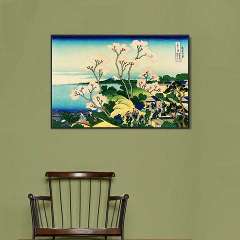 INVIN ART Framed Canvas Giclee Print Fuji from Gotenyama on the T?kaid? at Shinagawa by Katsushika Hokusai Wall Art Living Room Home Office Decorations