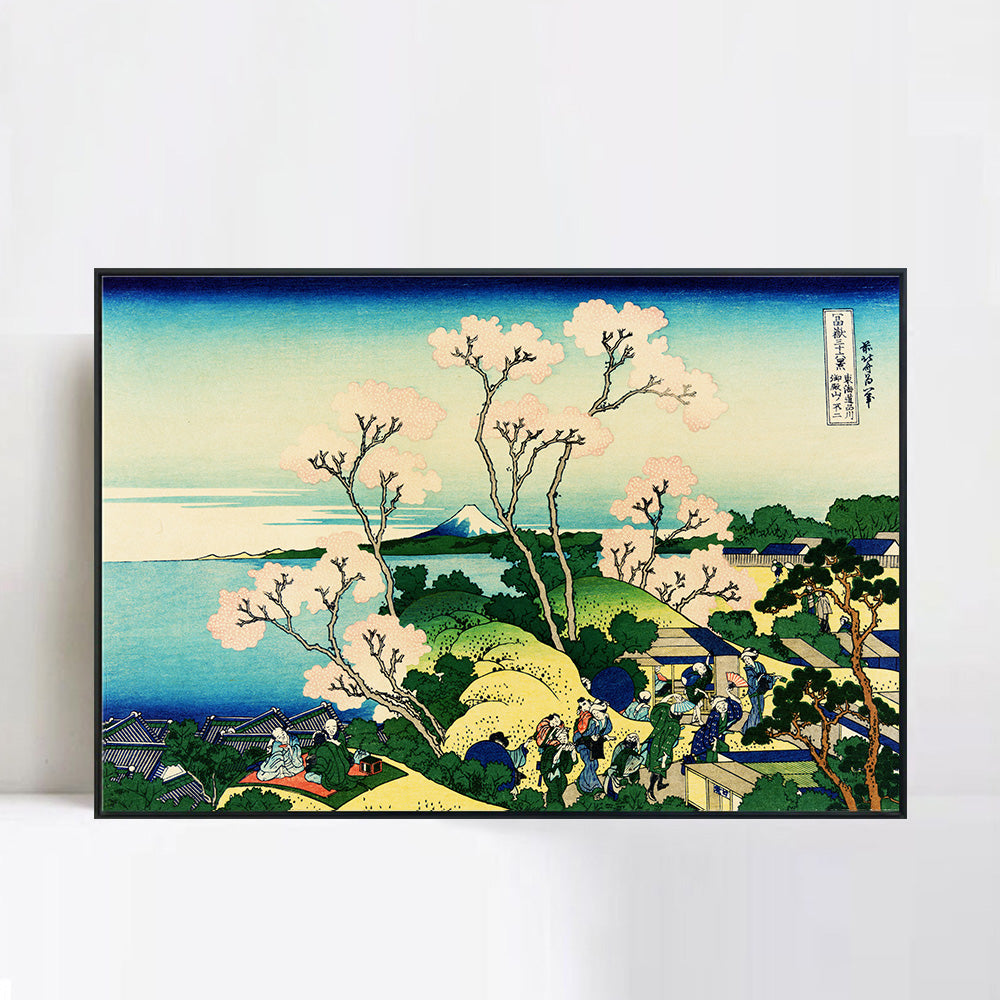 INVIN ART Framed Canvas Giclee Print Fuji from Gotenyama on the T?kaid? at Shinagawa by Katsushika Hokusai Wall Art Living Room Home Office Decorations