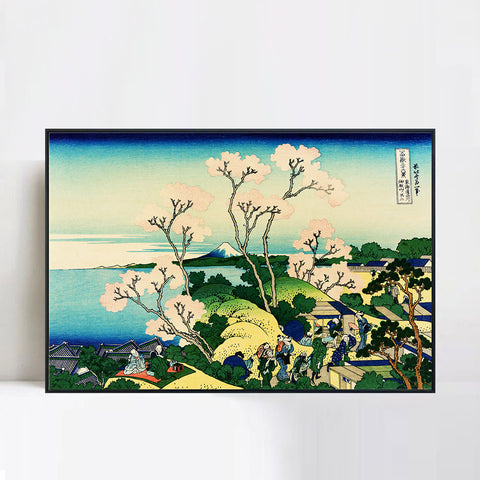 INVIN ART Framed Canvas Giclee Print Fuji from Gotenyama on the T?kaid? at Shinagawa by Katsushika Hokusai Wall Art Living Room Home Office Decorations