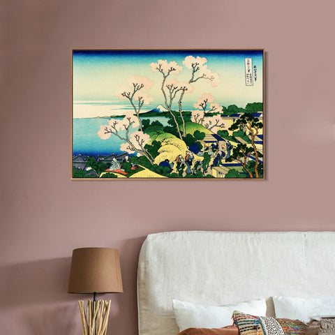 INVIN ART Framed Canvas Giclee Print Fuji from Gotenyama on the T?kaid? at Shinagawa by Katsushika Hokusai Wall Art Living Room Home Office Decorations