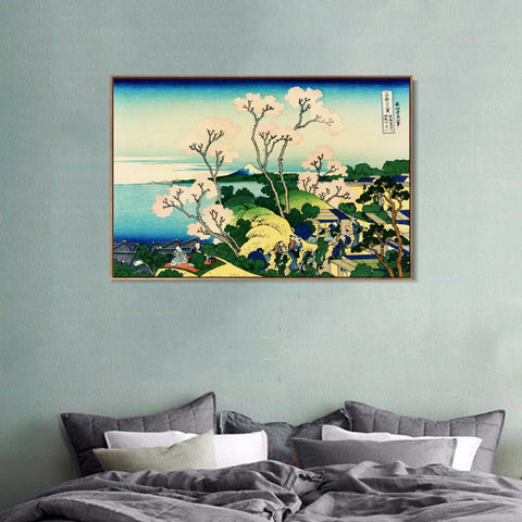 INVIN ART Framed Canvas Giclee Print Fuji from Gotenyama on the T?kaid? at Shinagawa by Katsushika Hokusai Wall Art Living Room Home Office Decorations