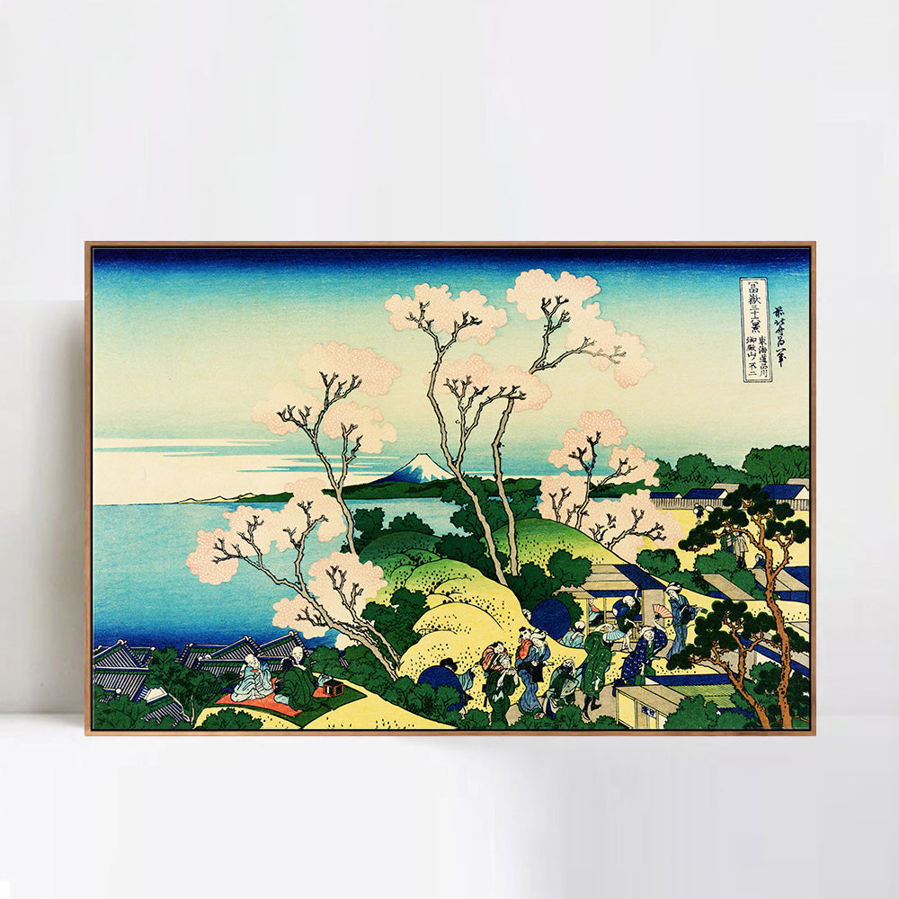 INVIN ART Framed Canvas Giclee Print Fuji from Gotenyama on the T?kaid? at Shinagawa by Katsushika Hokusai Wall Art Living Room Home Office Decorations