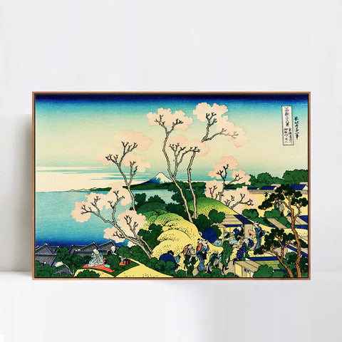 INVIN ART Framed Canvas Giclee Print Fuji from Gotenyama on the T?kaid? at Shinagawa by Katsushika Hokusai Wall Art Living Room Home Office Decorations