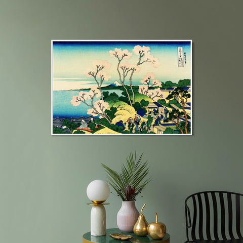 INVIN ART Framed Canvas Giclee Print Fuji from Gotenyama on the T?kaid? at Shinagawa by Katsushika Hokusai Wall Art Living Room Home Office Decorations