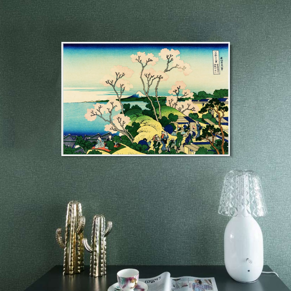 INVIN ART Framed Canvas Giclee Print Fuji from Gotenyama on the T?kaid? at Shinagawa by Katsushika Hokusai Wall Art Living Room Home Office Decorations