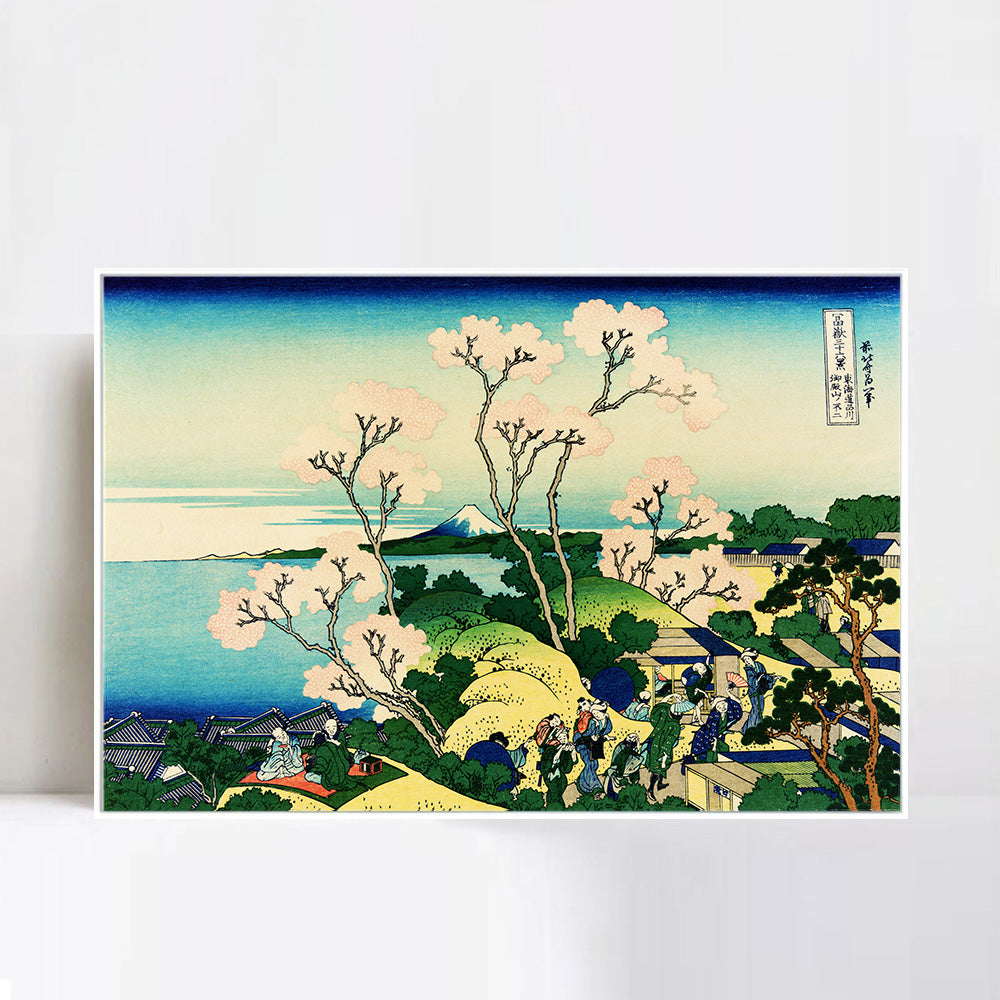 INVIN ART Framed Canvas Giclee Print Fuji from Gotenyama on the T?kaid? at Shinagawa by Katsushika Hokusai Wall Art Living Room Home Office Decorations