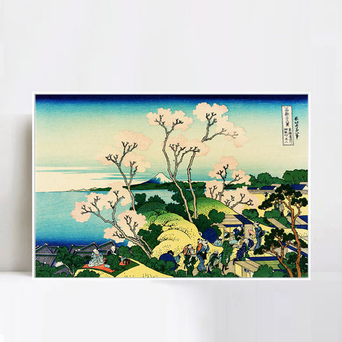 INVIN ART Framed Canvas Giclee Print Fuji from Gotenyama on the T?kaid? at Shinagawa by Katsushika Hokusai Wall Art Living Room Home Office Decorations