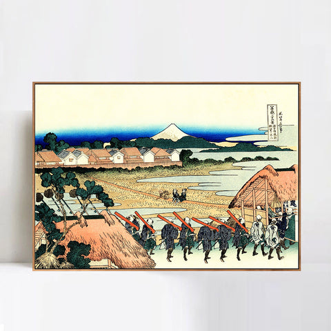 INVIN ART Framed Canvas Giclee Print The Fuji seen from the gay quarter in Senju by Katsushika Hokusai Wall Art Living Room Home Office Decorations