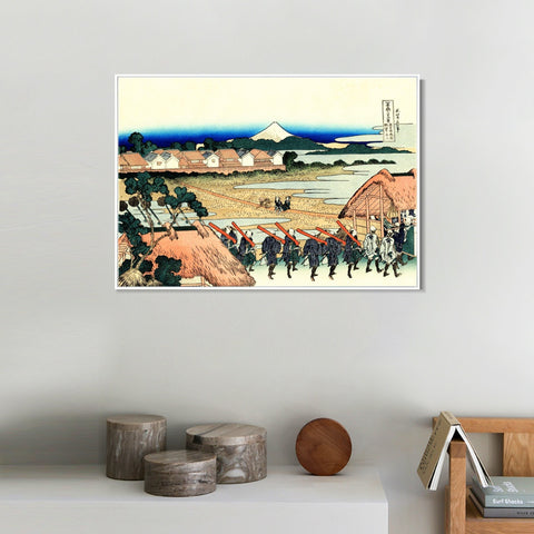 INVIN ART Framed Canvas Giclee Print The Fuji seen from the gay quarter in Senju by Katsushika Hokusai Wall Art Living Room Home Office Decorations