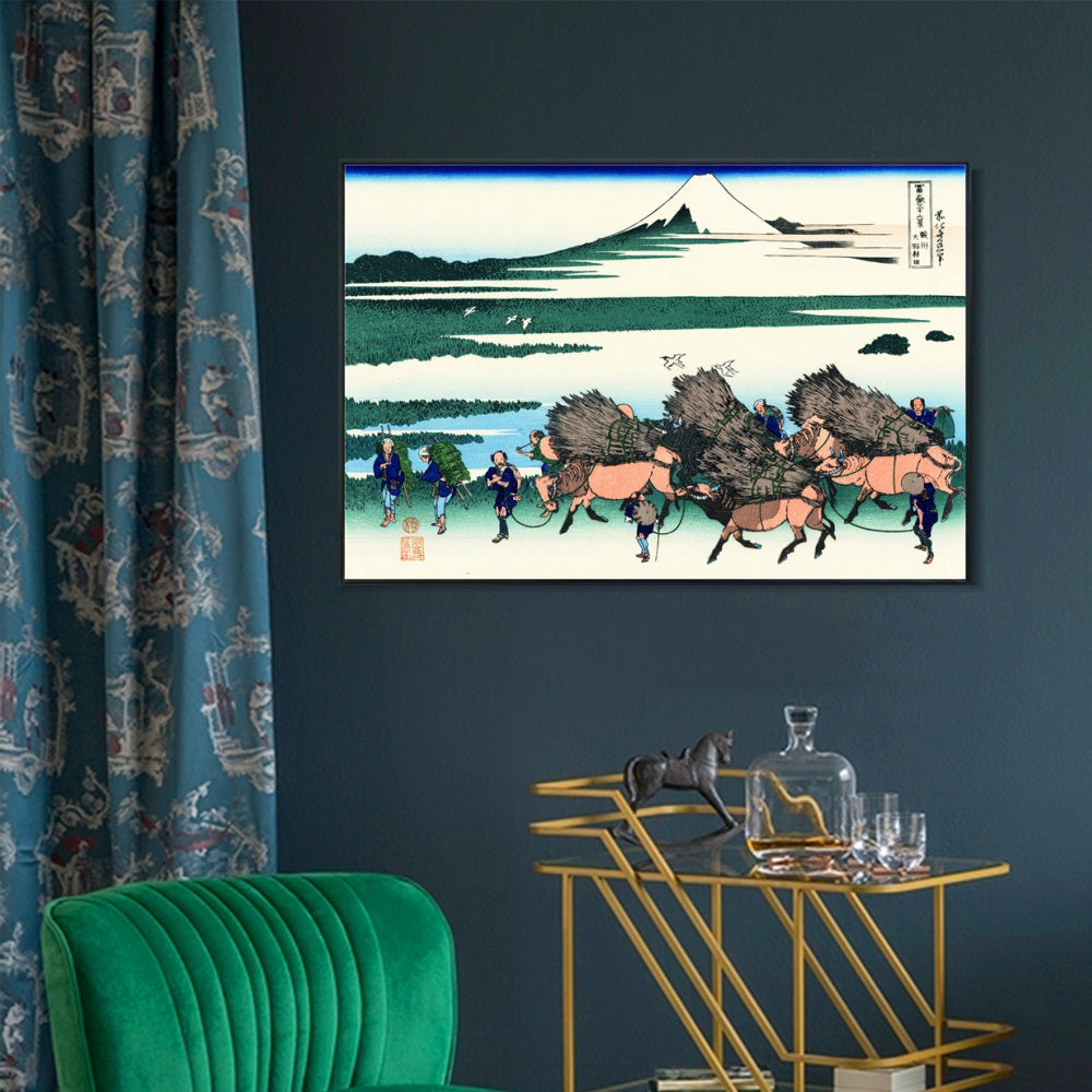 INVIN ART Framed Canvas Giclee Print 36 Vues du Mont Fuji, Ono Shinden by Katsushika Hokusai Wall Art Living Room Home Office Decorations