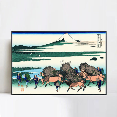 INVIN ART Framed Canvas Giclee Print 36 Vues du Mont Fuji, Ono Shinden by Katsushika Hokusai Wall Art Living Room Home Office Decorations