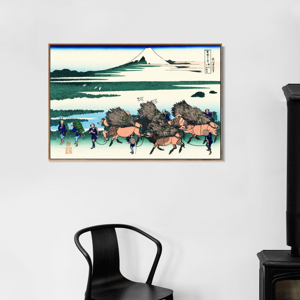 INVIN ART Framed Canvas Giclee Print 36 Vues du Mont Fuji, Ono Shinden by Katsushika Hokusai Wall Art Living Room Home Office Decorations