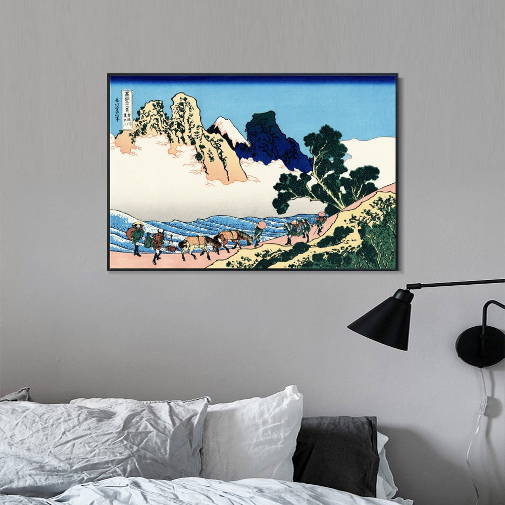 INVIN ART Framed Canvas Giclee Print The back of the Fuji from the Minobu river by Katsushika Hokusai Wall Art Living Room Home Office Decorations