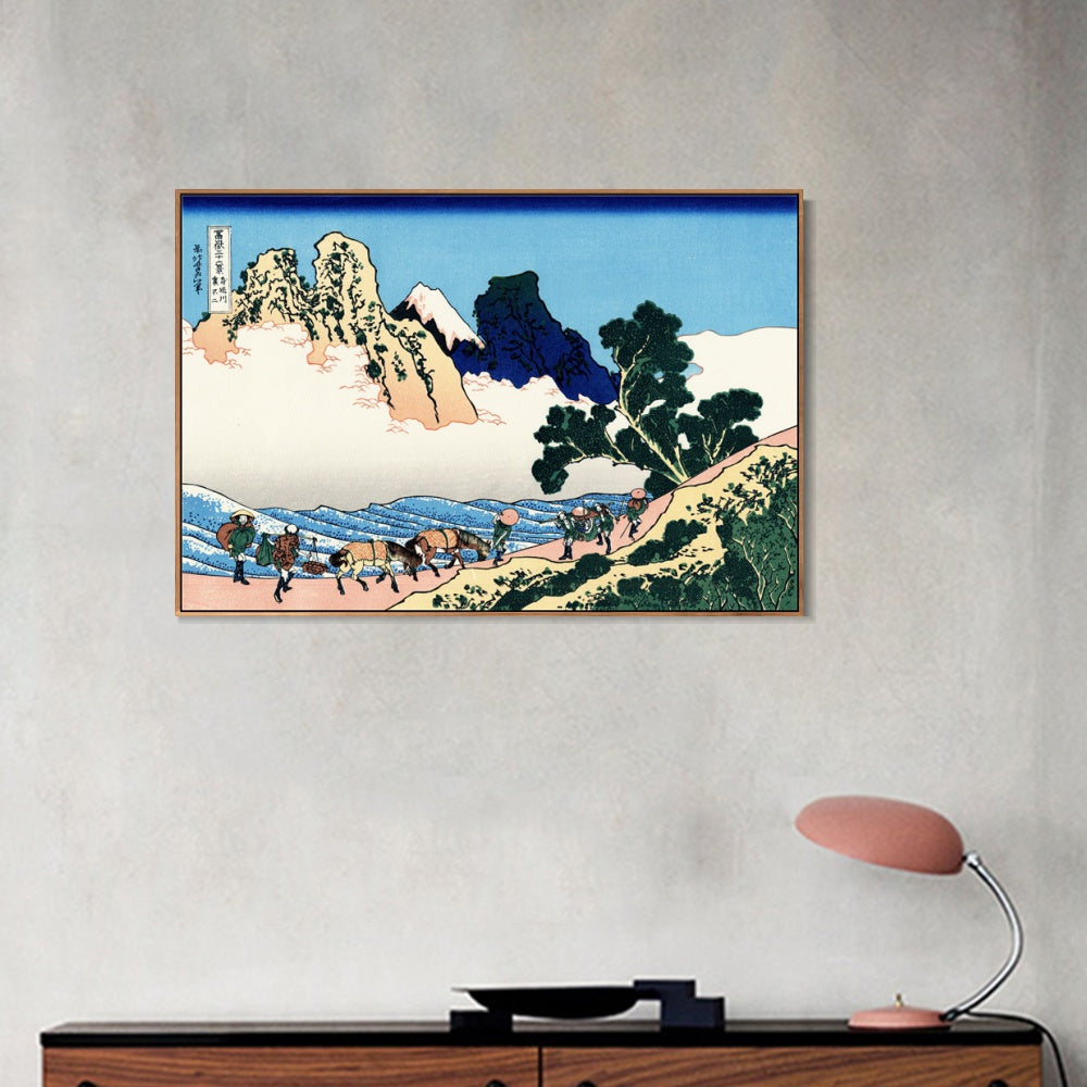 INVIN ART Framed Canvas Giclee Print The back of the Fuji from the Minobu river by Katsushika Hokusai Wall Art Living Room Home Office Decorations