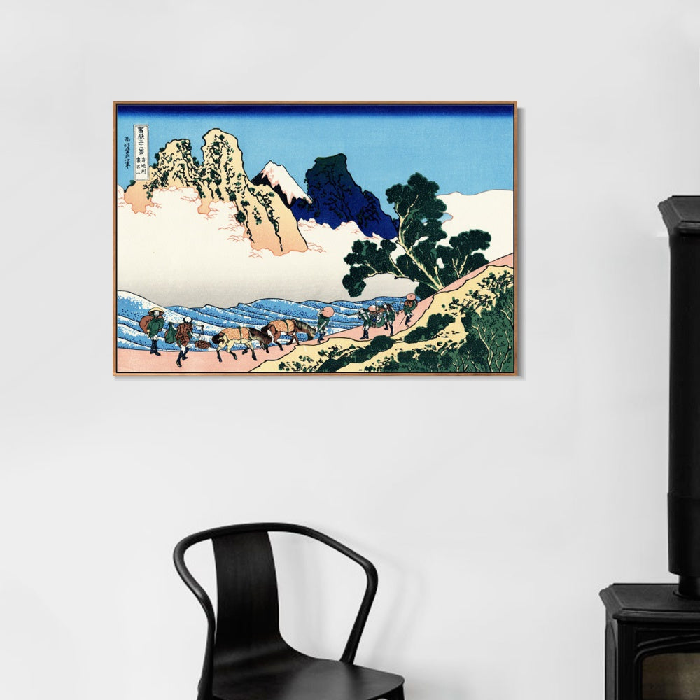 INVIN ART Framed Canvas Giclee Print The back of the Fuji from the Minobu river by Katsushika Hokusai Wall Art Living Room Home Office Decorations