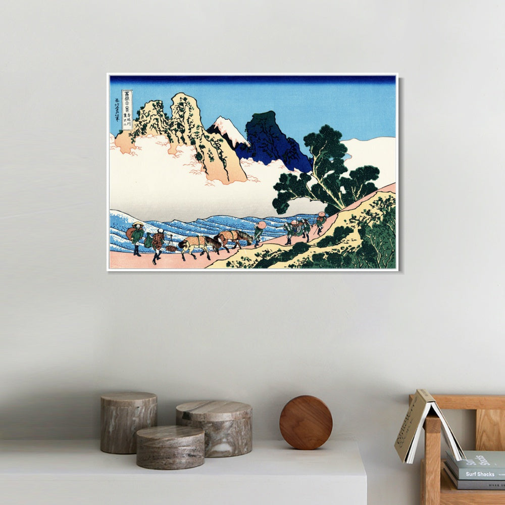 INVIN ART Framed Canvas Giclee Print The back of the Fuji from the Minobu river by Katsushika Hokusai Wall Art Living Room Home Office Decorations