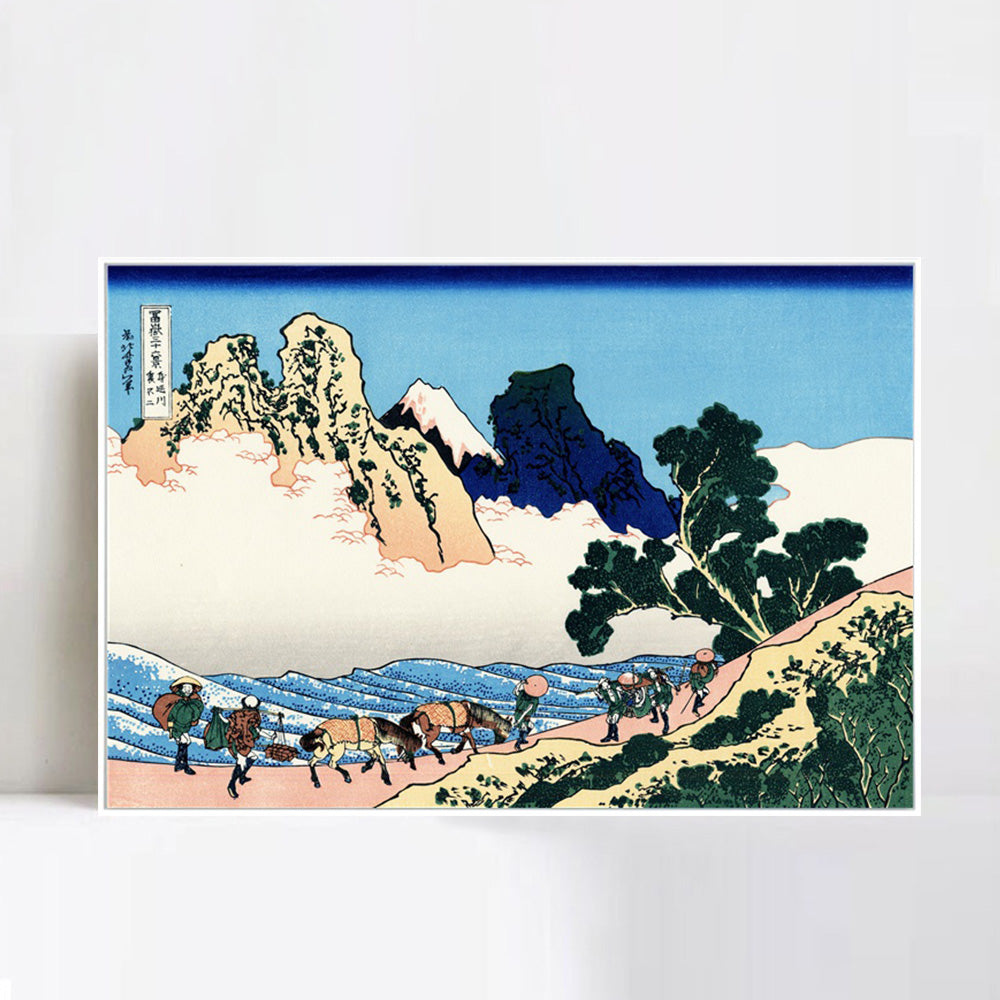 INVIN ART Framed Canvas Giclee Print The back of the Fuji from the Minobu river by Katsushika Hokusai Wall Art Living Room Home Office Decorations