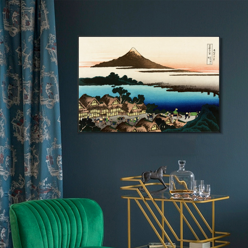 INVIN ART Framed Canvas Giclee Print Dawn at Isawa in The Kai Province by Katsushika Hokusai Wall Art Living Room Home Office Decorations