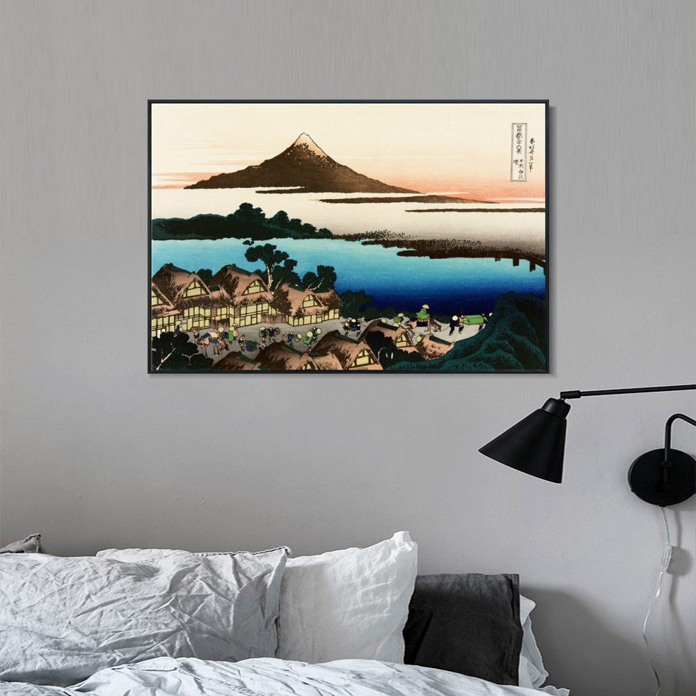 INVIN ART Framed Canvas Giclee Print Dawn at Isawa in The Kai Province by Katsushika Hokusai Wall Art Living Room Home Office Decorations