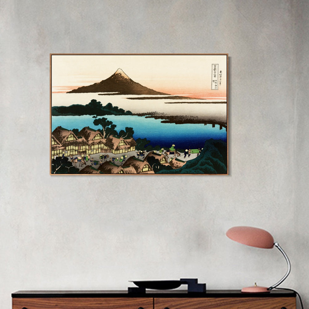 INVIN ART Framed Canvas Giclee Print Dawn at Isawa in The Kai Province by Katsushika Hokusai Wall Art Living Room Home Office Decorations