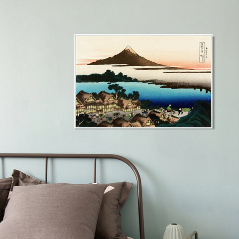 INVIN ART Framed Canvas Giclee Print Dawn at Isawa in The Kai Province by Katsushika Hokusai Wall Art Living Room Home Office Decorations
