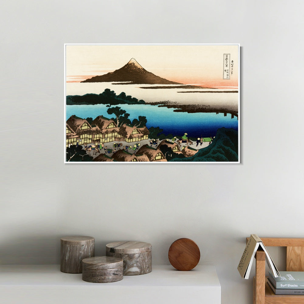 INVIN ART Framed Canvas Giclee Print Dawn at Isawa in The Kai Province by Katsushika Hokusai Wall Art Living Room Home Office Decorations