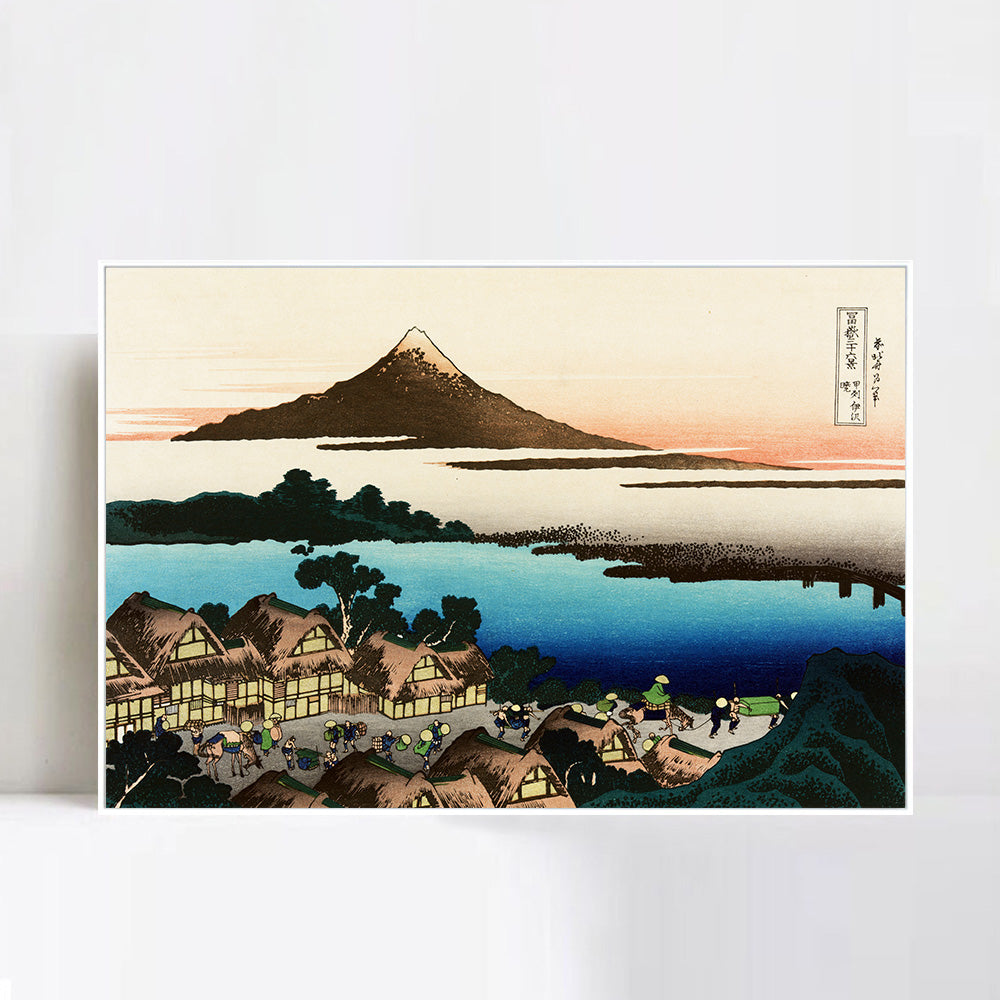 INVIN ART Framed Canvas Giclee Print Dawn at Isawa in The Kai Province by Katsushika Hokusai Wall Art Living Room Home Office Decorations