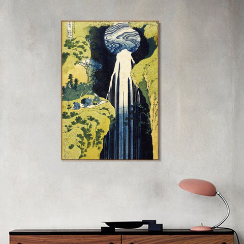INVIN ART Framed Canvas Giclee Print The Waterfall Of Amida Behind The Kiso Road by Katsushika Hokusai Wall Art Living Room Home Office Decorations