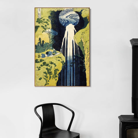 INVIN ART Framed Canvas Giclee Print The Waterfall Of Amida Behind The Kiso Road by Katsushika Hokusai Wall Art Living Room Home Office Decorations